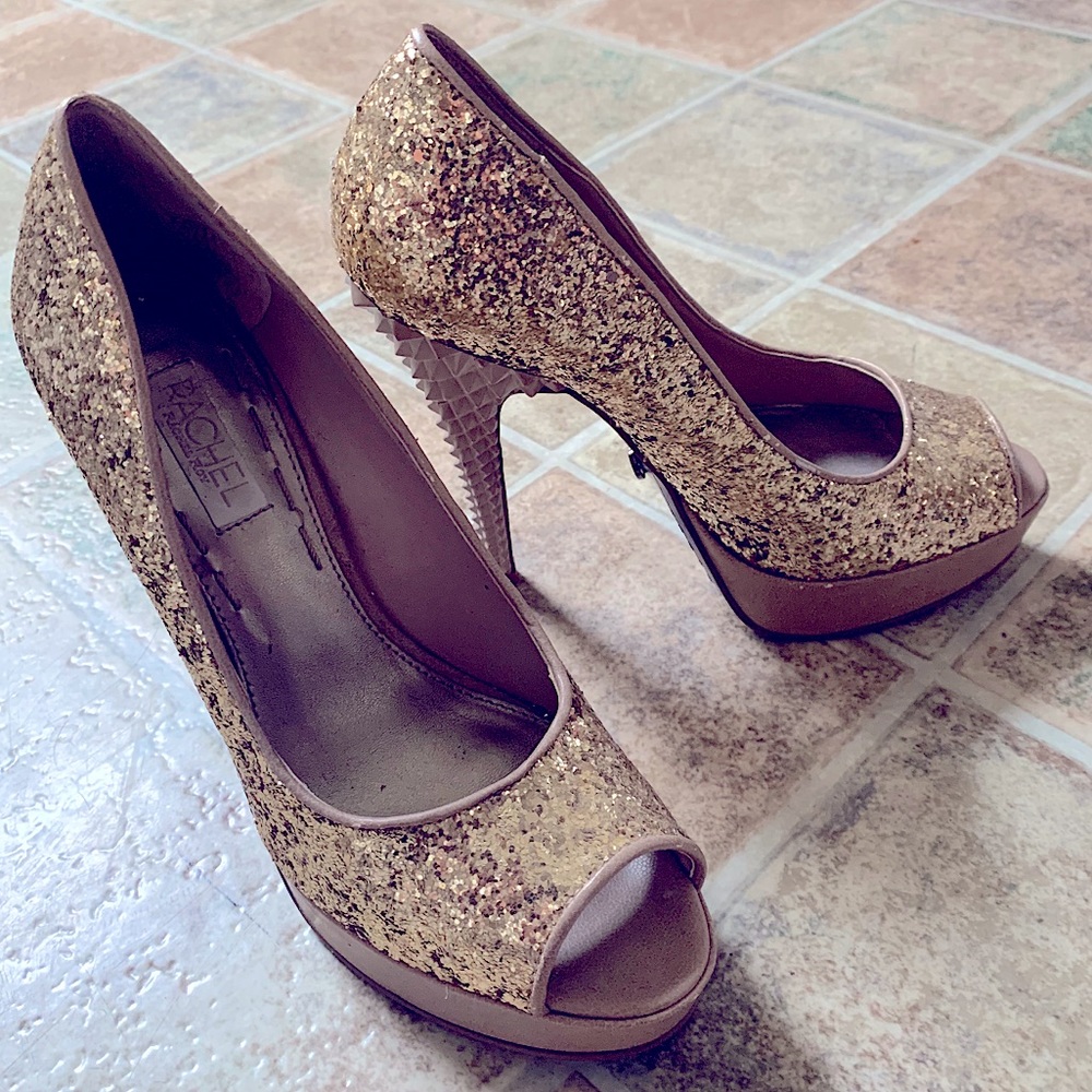 RACHEL Rachel Roy golden glitter heels